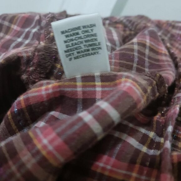 CATO Womans Large V-Neck Ruffle Edge Brown Stripe & Sparkle Blouse - Picture 4 of 6